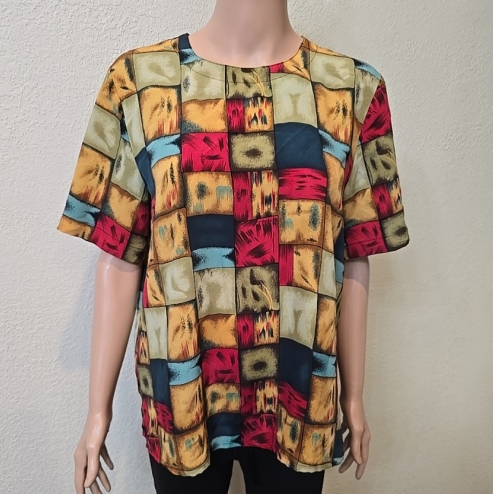 Kathy Che size Small multicolored Vintage blouse
